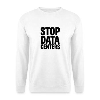 Stop-Rechenzentren - Unisex Pullover - Weiß - Vorne - Alina (178cm) & Michal (187cm)