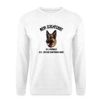 Schäferhund Schlafshirt Treu - Unisex Pullover - Weiß - Vorne - Alina (178cm) & Michal (187cm)