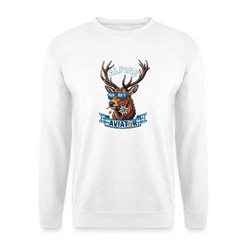 Alpen Hirsch Ersatztracht Volksfest - Unisex Pullover - Weiß - Vorne - Alina (178cm) & Michal (187cm)
