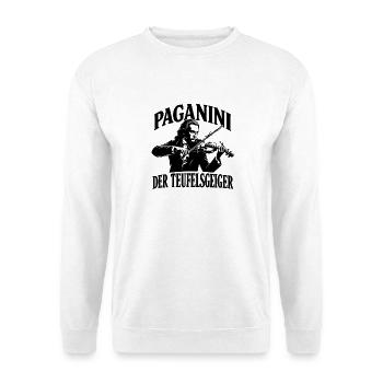 Paganini - Der Teufelsgeiger - Violine Geige - Unisex Pullover - Weiß - Vorne - Alina (178cm) & Michal (187cm)