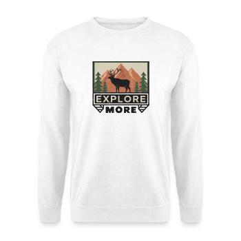 Entdecken Sie mehr Retro-Schilder für alpine Elche - Unisex Pullover - Weiß - Vorne - Alina (178cm) & Michal (187cm)