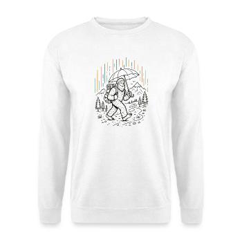 Sasquatch Regenschirm-Wanderung - Unisex Pullover - Weiß - Vorne - Alina (178cm) & Michal (187cm)