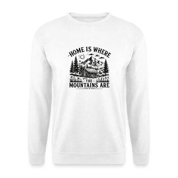 Zuhause ist, wo die Berge sind - Unisex Pullover - Weiß - Vorne - Alina (178cm) & Michal (187cm)