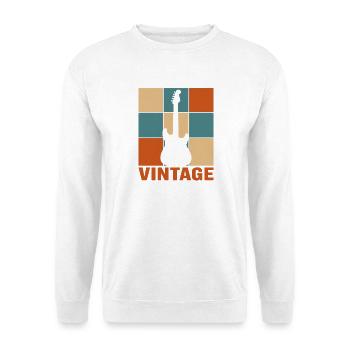 Retro-Gitarrist Sunset Vintage E-Gitarre - Unisex Pullover - Weiß - Vorne - Alina (178cm) & Michal (187cm)