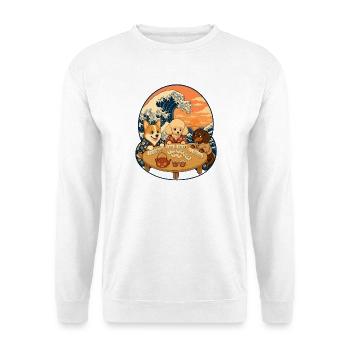  Hunde Spielen Mahjong Japanische Welle Corgi - Unisex Pullover - Weiß - Vorne - Alina (178cm) & Michal (187cm)