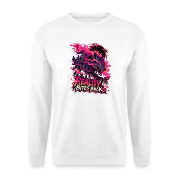 Neon Drache Flammensturm - Unisex Pullover - Weiß - Vorne - Alina (178cm) & Michal (187cm)