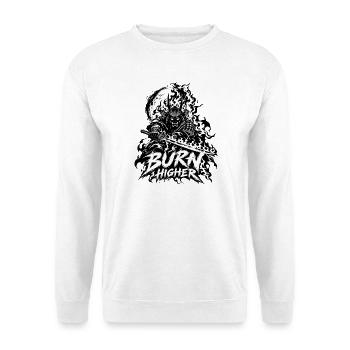 Flammen-Samurai Brenn Höher - Unisex Pullover - Weiß - Vorne - Alina (178cm) & Michal (187cm)