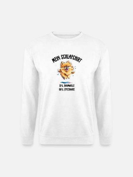 Zwergspitz Springend Schlafshirt - Unisex Pullover - Weiß