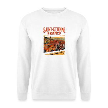 View City Vintage Saint Etienne France Skyline and - Unisex Pullover - Weiß - Vorne - Alina (178cm) & Michal (187cm)