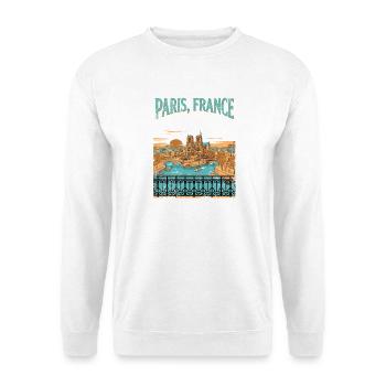 Paris France Notre Dame Retro Vintage - Unisex Pullover - Weiß - Vorne - Alina (178cm) & Michal (187cm)