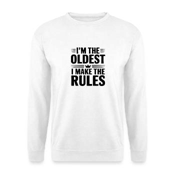 Ich bin der Älteste, ich mache die Regeln - Unisex Pullover - Weiß - Vorne - Alina (178cm) & Michal (187cm)