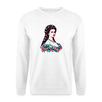 Kaiserin Österreich Pop Art mit Edelweiß - Unisex Pullover - Weiß - Vorne - Alina (178cm) & Michal (187cm)