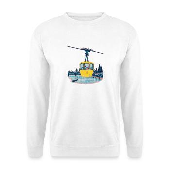 Kölner Seilbahn Risograph - Unisex Pullover - Weiß - Vorne - Alina (178cm) & Michal (187cm)