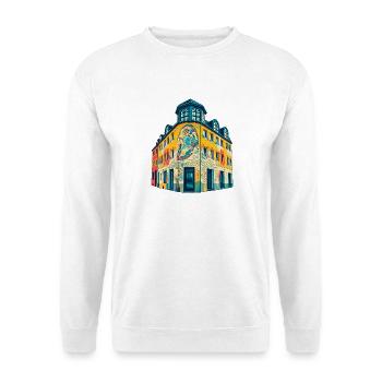 Nippes Eckhaus Retro - Unisex Pullover - Weiß - Vorne - Alina (178cm) & Michal (187cm)