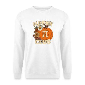 Pumpkin Pi Club Mathematik-Halloween - Unisex Pullover - Weiß - Vorne - Alina (178cm) & Michal (187cm)