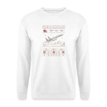 F15 Eagle Weihnachtspullover - Unisex Pullover - Weiß - Vorne - Alina (178cm) & Michal (187cm)