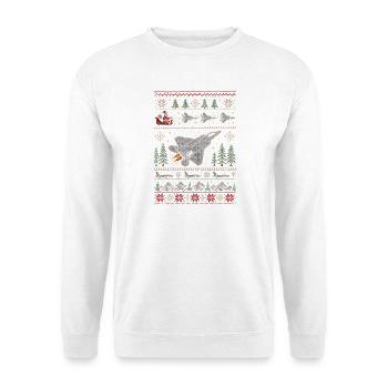 F22 Raptor Weihnachtspullover - Unisex Pullover - Weiß - Vorne - Alina (178cm) & Michal (187cm)