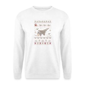 F15 Eagle Weihnachtspullover - Unisex Pullover - Weiß - Vorne - Alina (178cm) & Michal (187cm)