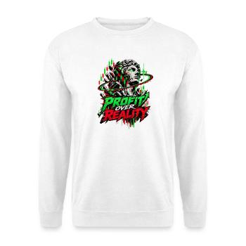 Profit über Realität Neon-Glitch - Unisex Pullover - Weiß - Vorne - Alina (178cm) & Michal (187cm)