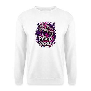 Füttere die Leere Schädelflammen - Unisex Pullover - Weiß - Vorne - Alina (178cm) & Michal (187cm)
