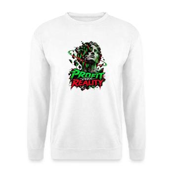 Profit Over Reality Neon Break - Unisex Pullover - Weiß - Vorne - Alina (178cm) & Michal (187cm)