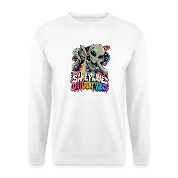Gleicher Planet, andere Vibes - Unisex Pullover - Weiß - Vorne - Alina (178cm) & Michal (187cm)