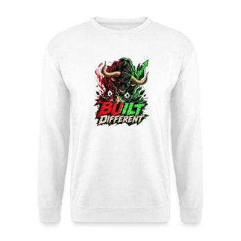 Stier im Trading-Stil - Unisex Pullover - Weiß - Vorne - Alina (178cm) & Michal (187cm)