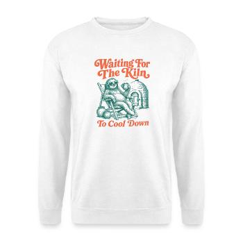  Wartend Darauf, Dass Der Ofen Abkühlt, - Unisex Pullover - Weiß - Vorne - Alina (178cm) & Michal (187cm)
