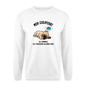 Französische Bulldogge Schlafshirt - Unisex Pullover - Weiß - Vorne - Alina (178cm) & Michal (187cm)