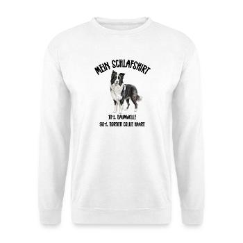 Border Collie Schlafshirt Hütehund - Unisex Pullover - Weiß - Vorne - Alina (178cm) & Michal (187cm)