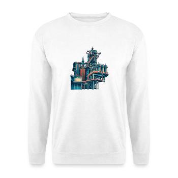 Landschaftspark Duisburg Retro - Unisex Pullover - Weiß - Vorne - Alina (178cm) & Michal (187cm)