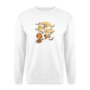 Pinguin-Hexe Halloween-Pinguin - Unisex Pullover - Weiß - Vorne - Alina (178cm) & Michal (187cm)