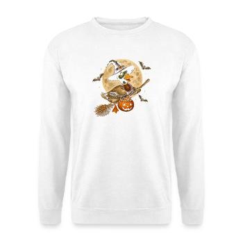 Ente Hexe Halloween Ente - Unisex Pullover - Weiß - Vorne - Alina (178cm) & Michal (187cm)