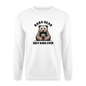 Baba Bär und Bärenbaby Vater & Kind Geschenk - Unisex Pullover - Weiß - Vorne - Alina (178cm) & Michal (187cm)