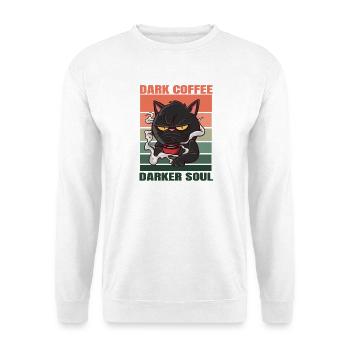 Dark Coffee Darker Soul genervte Katze Retro Kaffe - Unisex Pullover - Weiß - Vorne - Alina (178cm) & Michal (187cm)