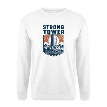 Starke Turm-Sprichwörter - Unisex Pullover - Weiß - Vorne - Alina (178cm) & Michal (187cm)