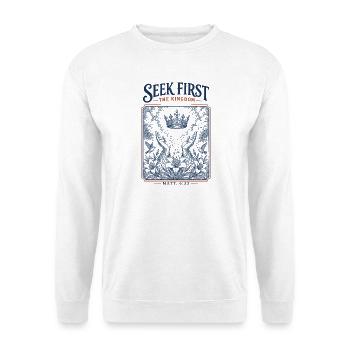 Suche zuerst das Reich - Unisex Pullover - Weiß - Vorne - Alina (178cm) & Michal (187cm)