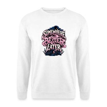 Zwischen Welten Pinker Nebel - Unisex Pullover - Weiß - Vorne - Alina (178cm) & Michal (187cm)