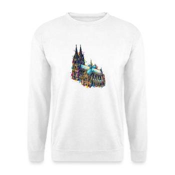 Kölner Dom Aquarell-Splash - Unisex Pullover - Weiß - Vorne - Alina (178cm) & Michal (187cm)
