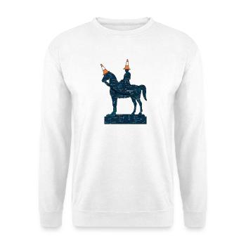 Glasgow-Kartenstatue mit Kegeln - Unisex Pullover - Weiß - Vorne - Alina (178cm) & Michal (187cm)