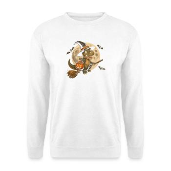 T-Rex Hexe Halloween Dinosaurier T-Rex - Unisex Pullover - Weiß - Vorne - Alina (178cm) & Michal (187cm)