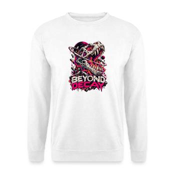 Beyond Decay Dino Skull Neon - Unisex Pullover - Weiß - Vorne - Alina (178cm) & Michal (187cm)