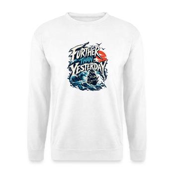 Weiter als Gestern Segelmotiv - Unisex Pullover - Weiß - Vorne - Alina (178cm) & Michal (187cm)