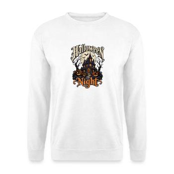 Halloween Night – Spukhaus mit Kürbissen - Unisex Pullover - Weiß - Vorne - Alina (178cm) & Michal (187cm)
