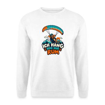 Paragliding Humor Ich häng hier Rum - Unisex Pullover - Weiß - Vorne - Alina (178cm) & Michal (187cm)