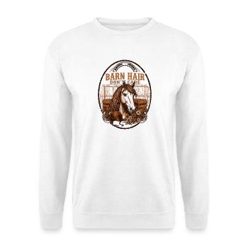 Barn Hair Dont Care Horse Mom - Unisex Pullover - Weiß - Vorne - Alina (178cm) & Michal (187cm)
