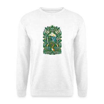 Irland | Kleeblatt, Harfe & Kelten - Unisex Pullover - Weiß - Vorne - Alina (178cm) & Michal (187cm)