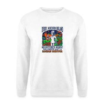 Derry Northern Ireland Registered Nurse Samhain - Unisex Pullover - Weiß - Vorne - Alina (178cm) & Michal (187cm)