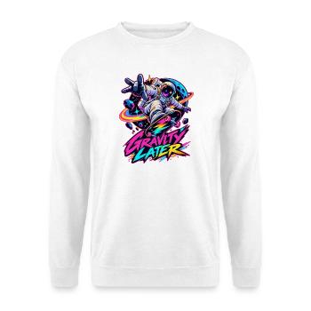 Neon-Astronaut Skateboard Gravity - Unisex Pullover - Weiß - Vorne - Alina (178cm) & Michal (187cm)