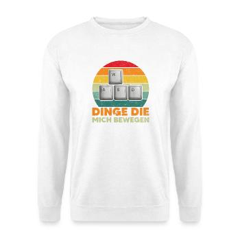 WASD Gamer Gaming PC Tastatur Lustiger Spruch - Unisex Pullover - Weiß - Vorne - Alina (178cm) & Michal (187cm)